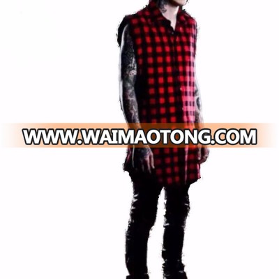 Good Quality Sleeveless Plaid Zipper Swag T-Shirt for Bulk Buyers